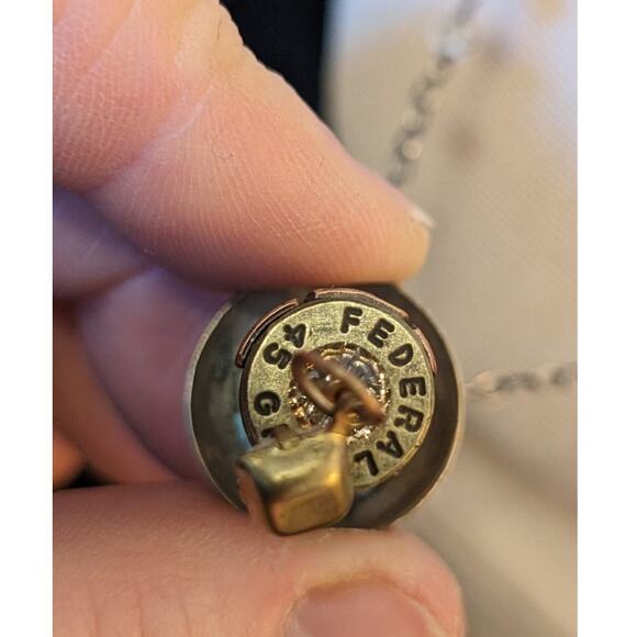 Tri-Metal Federal Gap 45 Ammo Butterfly Birdhouse Pendant on 925 & Crystal Chain - Picture 6 of 9